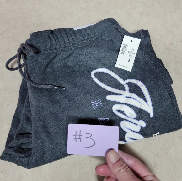 Aeropostale womens large classic cinch sweat pants logo grey - Picture 7 of 7